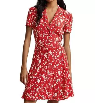 Платье-мини с поясом Hampton красного цвета Polo Ralph Lauren