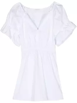 Платье мини с поясом и разрезом на воротнике Patrizia Pepe, белый