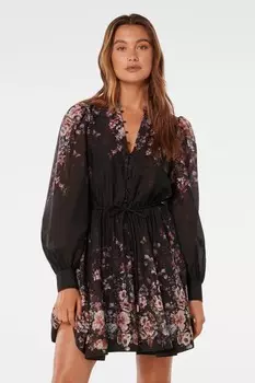 Платье мини с принтом «Anastasia» с добавлением льна Forever New, черный