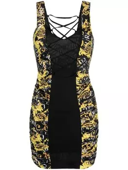 Платье мини с принтом Baroque Versace Jeans Couture, черный