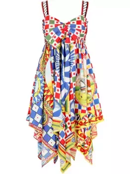Платье мини с принтом Carretto DOLCE & GABBANA, синий