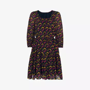 Платье мини с принтом икат Whistles, черный