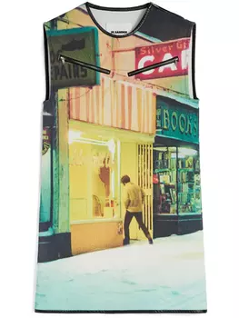 Платье мини с принтом Jil Sander, желтый