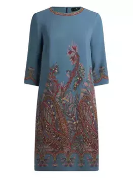 Платье мини с принтом пейсли ETRO, синий