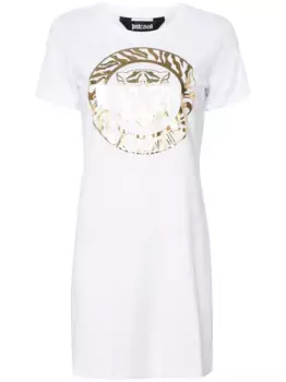 Платье мини с принтом Tiger Just Cavalli, белый