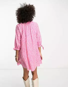 Платье мини с присборенным воротником и розовой зеброй Whistles