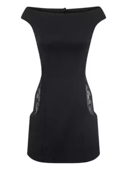 Платье мини с приспущенными плечами и вырезом-лодочкой Marine Serre, черный