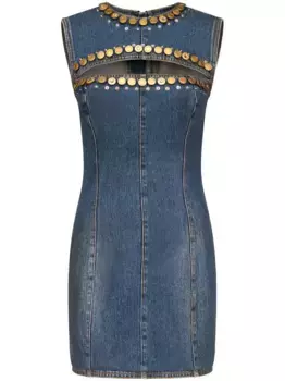 Платье мини с пуговицами AREA, синий
