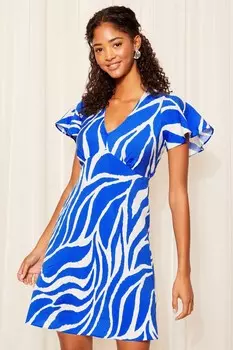 Платье мини с развевающимися рукавами и завязкой на спине Friends Like These, синий