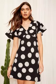 Платье мини с развевающимися рукавами и завязкой на спине Friends Like These, черный