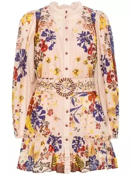 Платье-мини с рукавами-фонариками FARM Rio Bouquet, розовый