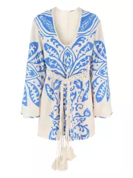 Платье мини с рукавами колокол Alexis, белый