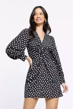 Платье мини с узлом River Island, черный