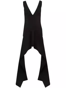 Платье мини с V-образным вырезом и драпировкой JW Anderson, черный