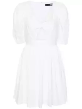 Платье мини с V-образным вырезом и сборками ROTATE BIRGER CHRISTENSEN, белый