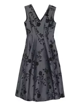 Платье мини с V-образным вырезом и цветочным принтом MAX MARA, серый
