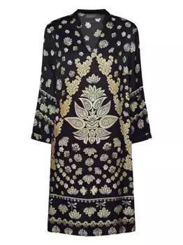 Платье мини с V-образным вырезом и принтом пейсли ELENA MIRO`, черный