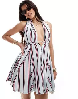 Платье мини с воротником-бретелькой и швеллером ASOS DESIGN