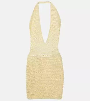 Платье мини с воротником-халтер и пайетками Aya Muse, желтый