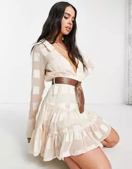 Платье мини с воротником и поясом ASOS DESIGN