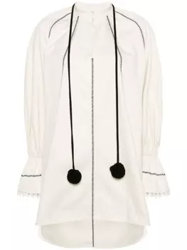 Платье мини с воротником-стойкой и помпонами Max Mara, бежевый