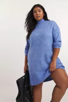 Платье мини с воротником-стойкой Sponge Simply Be, синий