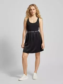 Платье-мини с вырезом-борцовкой Calvin Klein Jeans, черный
