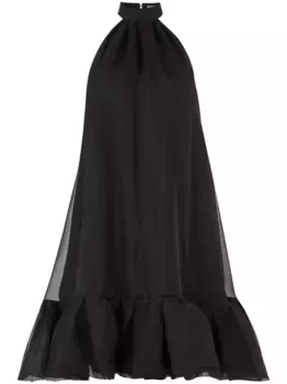 Платье мини с вырезом халтер и баской Nina Ricci, черный