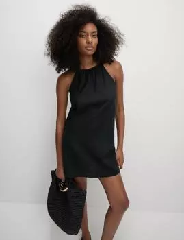 Платье-мини с вырезом халтер Marks & Spencer, черный