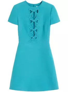 Платье мини с вышивкой VALENTINO GARAVANI, синий