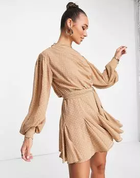 Платье мини с высоким воротником и плиссировкой ASOS DESIGN