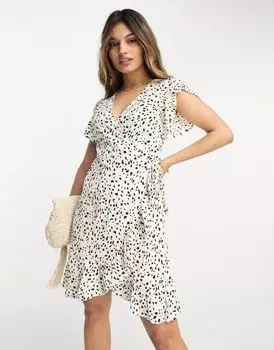 Платье мини с запахом и оборками Vila