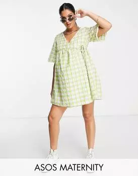 Платье мини с запахом и запахом в клетку ASOS DESIGN Maternity Maternity