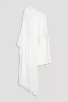 Платье мини Sabrina на одно плечо с драпировкой из вуали и эластичного кади HALSTON, белый