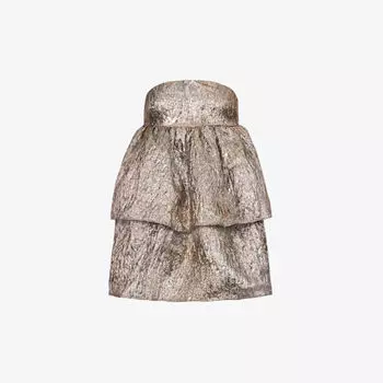 Платье мини Sara из жаккардовой ткани с эффектом металлик и многоярусным подолом Amy Lynn, черный