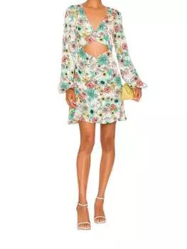 Платье-мини Sayla Cutout Crepe в цвете Teal Garden AFRM