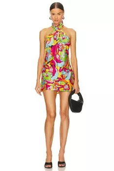Платье мини Show Me Your Mumu Jasmine Halter, цвет Flash Dance Floral Luxe Satin