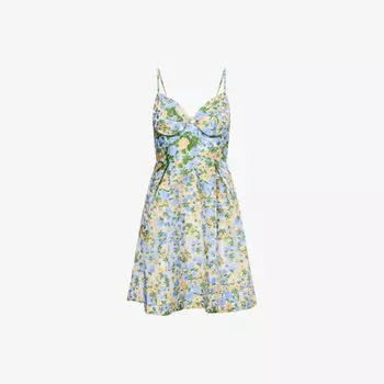 Платье мини Sister Jane Marigold с V-образным вырезом и цветочным жаккардовым узором, мультиколор