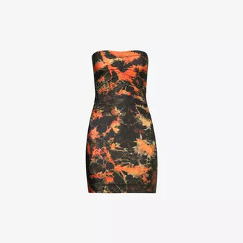 Платье мини Skinn из эластичной ткани с абстрактным узором Knwls, цвет acid flame