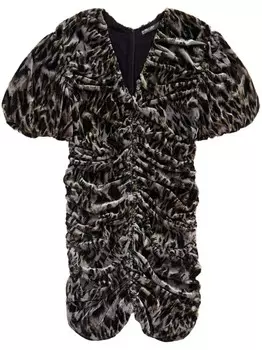 Платье мини со сборками и принтом Bimba y Lola Plumancha, серый