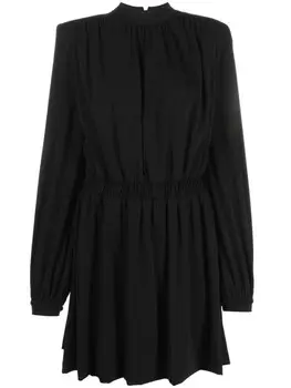 Платье мини со сборками и воротником-стойкой Federica Tosi, черный