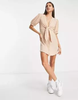 Платье мини со шнуровкой и пуговицами спереди ASOS