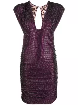 Платье мини со стразами Philipp Plein, фиолетовый