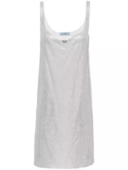 Платье мини со стразами Prada, белый