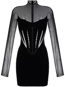 Платье мини со вставками из коллаборации с Wolford, черный