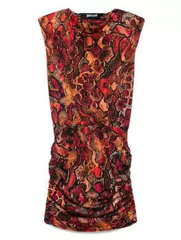 Платье мини со змеиным принтом Just Cavalli, оранжевый