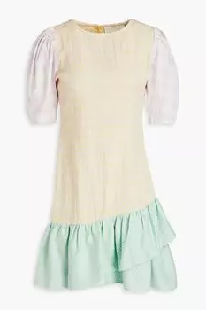 Платье мини Soffi в стиле колор-блок из хлопкового жаккарда SUMMERY COPENHAGEN, желтый