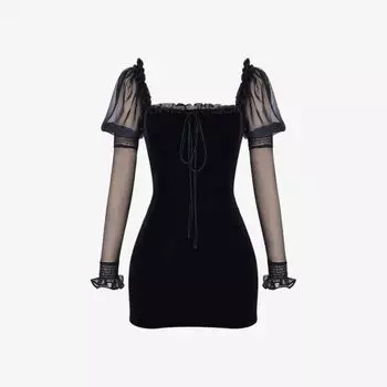 Платье мини Syana из эластичного бархата с квадратным вырезом House Of Cb, черный