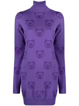 Платье мини Teddy Bear вязки интарсия Moschino, синий