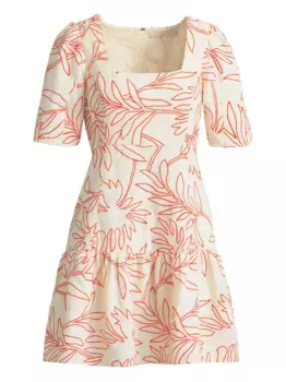 Платье мини Temma с цветочным принтом Marie Oliver, белый